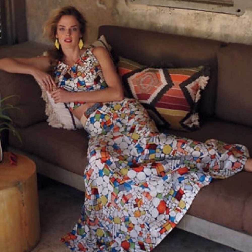 Anthropologie Maeve Leadlight Mosaic Maxi Skirt